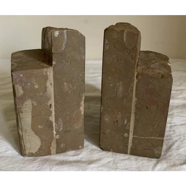 Vintage Natural Limestone With Fossils Bookends - a Pair For Sale - Image 4 of 8