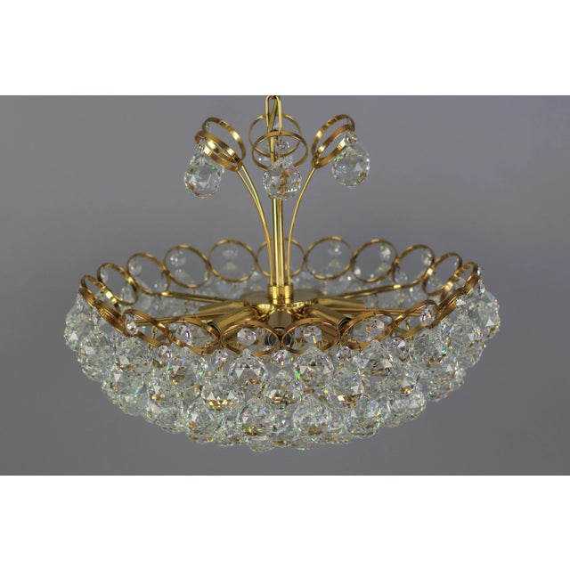 Seven Light Crystal Glass and Gilt Brass Chandelier, Germany, 1970s For Sale - Image 6 of 18