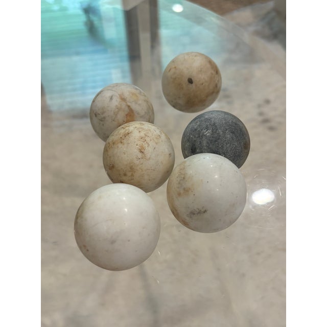 19th Century Collection of Six Petite Scale Antique Marble River Balls / Stone Spheres For Sale - Image 5 of 10
