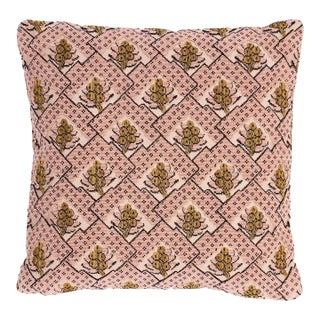 Schumacher Blair Silk Épinglé 20" Pillow In Wythe Rose For Sale