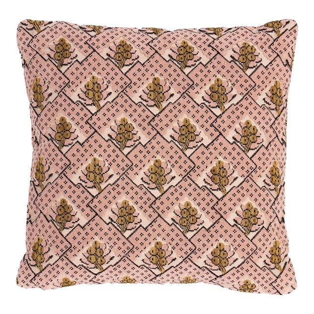 Schumacher Blair Silk Épinglé 20" Pillow In Wythe Rose For Sale