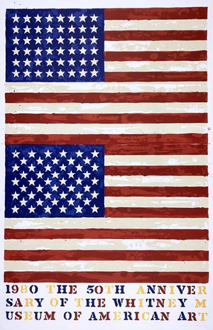 Jasper Johns Two Flags 1980 Original 50th Anniversary of the Whitney Museum of American Art Exhibition Poster