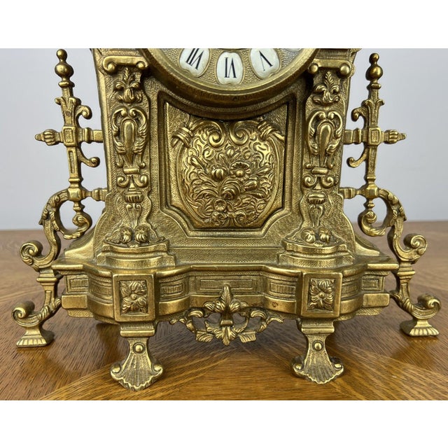 Vintage Style Brass Ornate Mantel Clock For Sale - Image 6 of 17