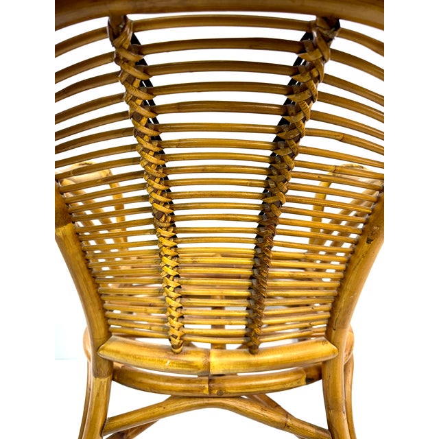 Brown Vintage Bent Bamboo & Rattan Lounge Chair in the Style of Franco Albini For Sale - Image 8 of 13