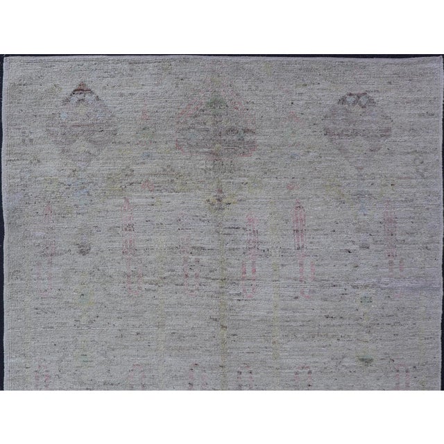 Modern Hand-Knotted Muted Tribal Rug in Wool With Sub-Geometric Design 5'1 X 6'9 For Sale In Atlanta - Image 6 of 12