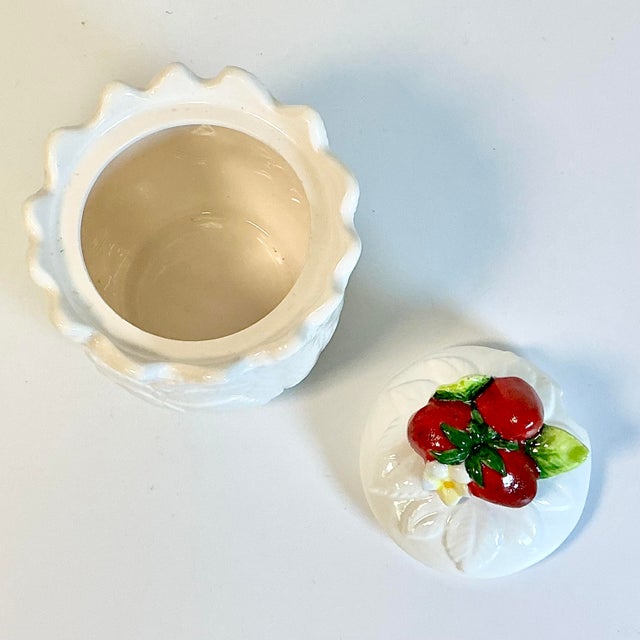 Mid-Century English Boho Chic Hollywood Regency Trompe L’Oeil Strawberry Jam Jar For Sale - Image 6 of 15