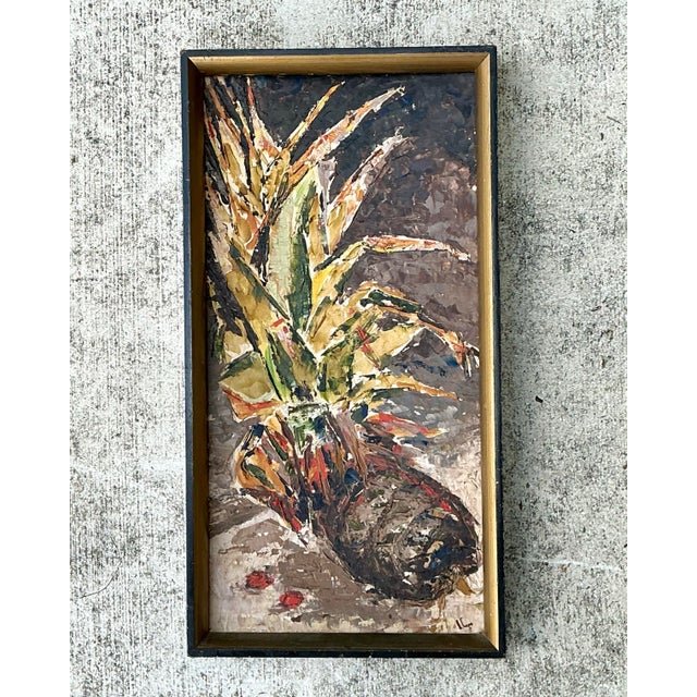 Vintage MCM Original Abstract Oil on Board For Sale - Image 10 of 12