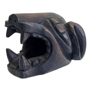 1970s Carved Jaguar Wood Sculpture For Sale