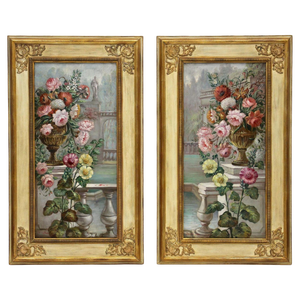 Vittorio Landi, Floral Still Lifes, Oil Paintings, 1990, Framed, Set of 2
