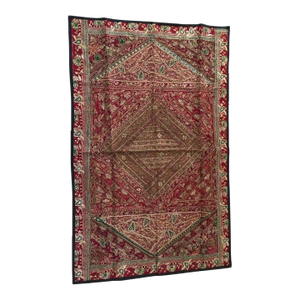 Large Mughal-Style Embroidered Silk Textile, Rajasthan, India, Circa 1950