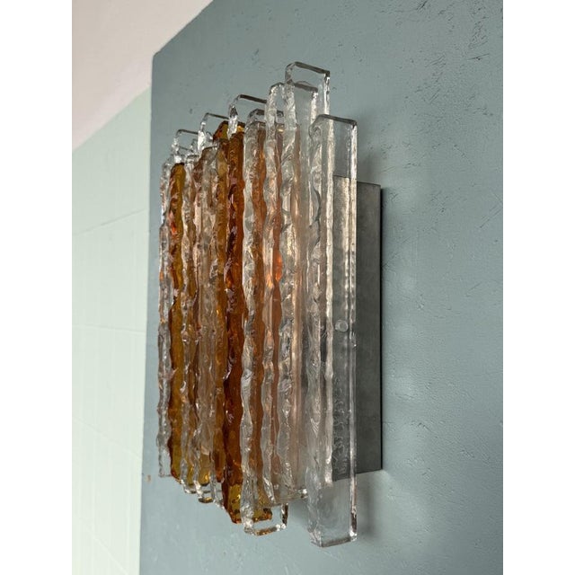 Silver Clear Amber Glass Wall Light by Albano Poli for Poliarte, Italy, 1970s For Sale - Image 8 of 13