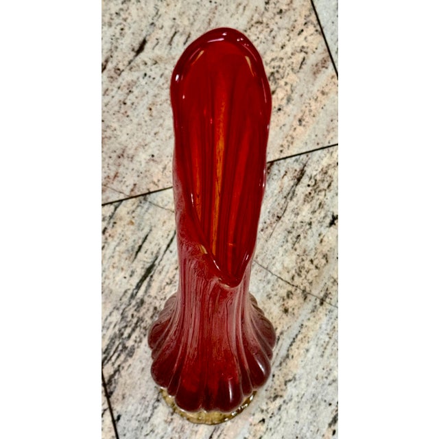 Vintage Le Smith Amberina Swung Pedestal Vase - Mid Century Modern - 22"h For Sale - Image 4 of 9