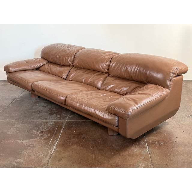 Vintage 1980's Italian Leather Sofa For Sale - Image 4 of 17