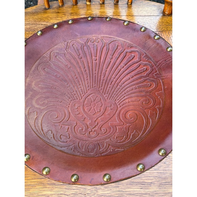 Late 19th Century Pressed Back Oak Tooled Leather Rocking Chair For Sale - Image 12 of 12