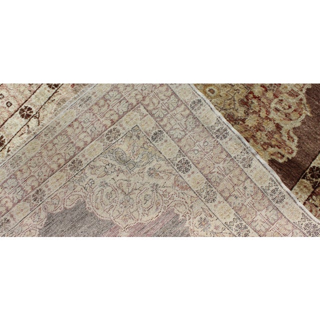 Vintage Turkish Oushak Rug With Faded Plum and Cream Tones 4′ × 6′3″ For Sale In Atlanta - Image 6 of 7