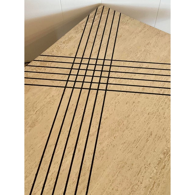 Vintage Italian Inlay Travertine Coffee Table For Sale In West Palm - Image 6 of 12