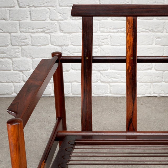 Mid-Century Rosewood and Skai Armchair by Børge Jensen & Sønner for Bernstorffsminde, Denmark, 1960s For Sale - Image 11 of 17