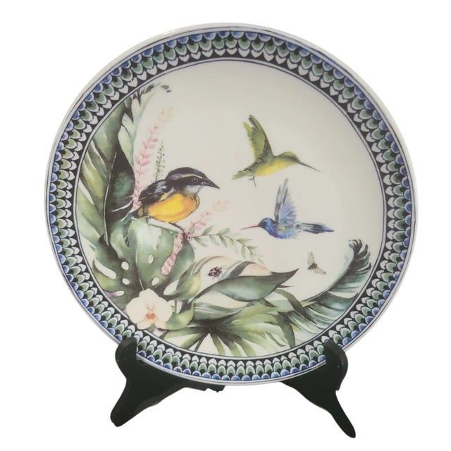 Green Vintage Heinen Delfts Blaum Hummingbird Floral Platter Decorative Wall Plate For Sale - Image 8 of 8