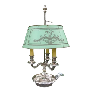 French Louis XVI Style Silver Plated Bronze Bouillotte Lamp