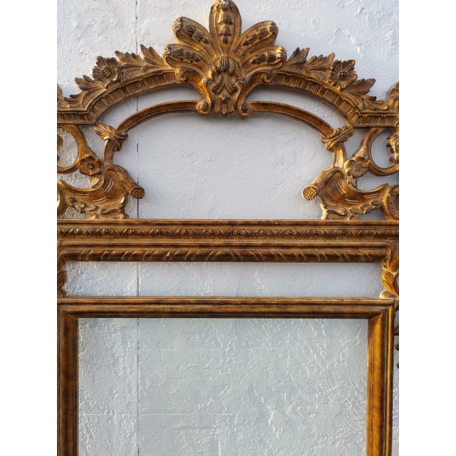 Monumental Vintage Solid Carved Wood Trumeau Wall Mirror Frame For Sale - Image 9 of 13