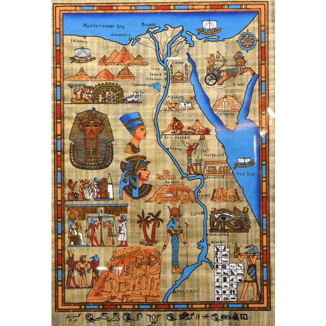 Immerse yourself in the world of pharaohs and gods with this meticulously crafted Egyptian papyrus artwork. Measuring 23"...