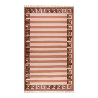 Part & Parcel Goods Wool Stripe Rug, 2’6” x 10', Bisque, Topaz and Chocolate For Sale
