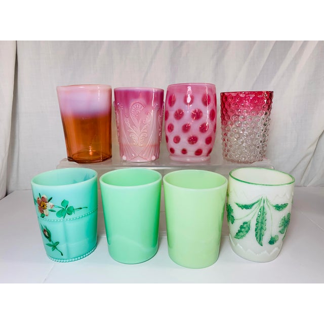 Victorian Rare Antique Circa 1930s Art Glass Tumblers Set of 8 For Sale - Image 3 of 11