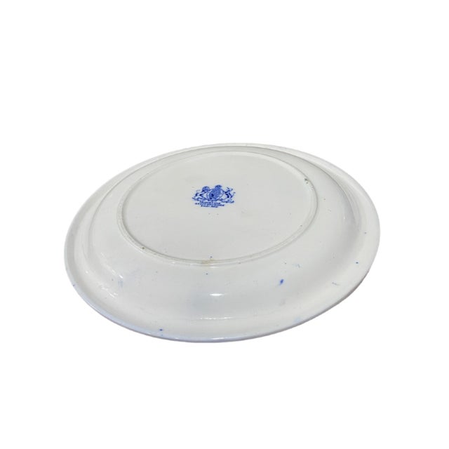 Ceramic Antique Staffordshire English Blue and White Ironstone Lidded Cheese Dome For Sale - Image 7 of 7