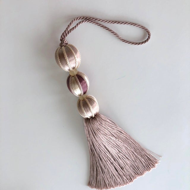 Amethyst Beaded Satin Key Tassel in Lavender - Amethyst Color For Sale - Image 8 of 15