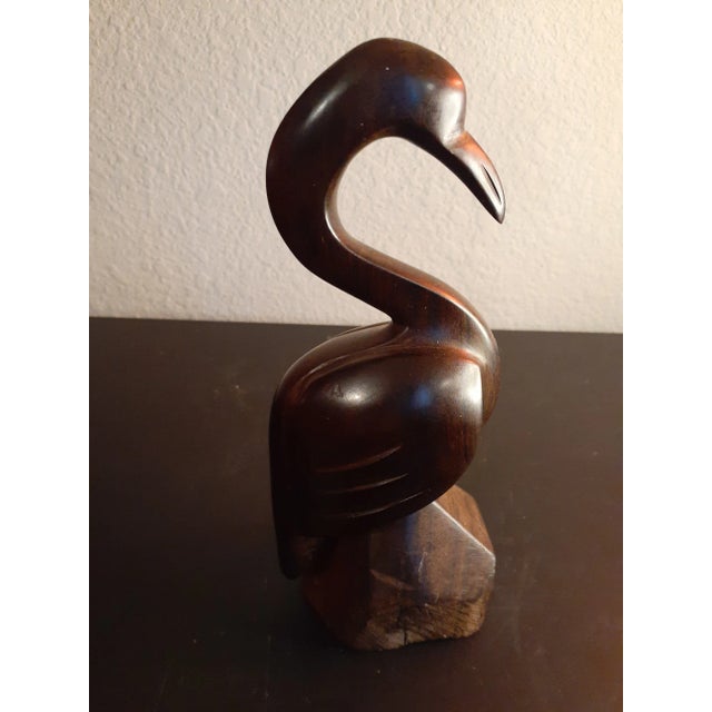 1980s Hand Carved Iron Wood Stork Figurine For Sale In Dallas - Image 6 of 8