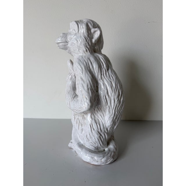 1960s Vintage Italian Palm Beach Style Glazed Terracotta Monkey Sculpture For Sale - Image 10 of 12