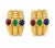 Mid 20th Century 14k Yellow Gold Cabochon Ruby Emerald Sapphire Clip Earrings, Pair For Sale - Image 4 of 4
