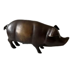 Vintage Large Bronze Piggy Bank