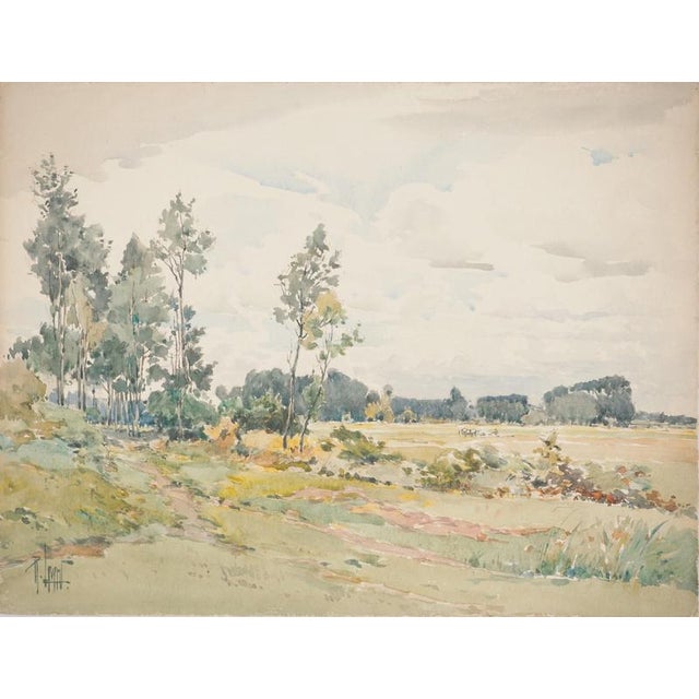 René Leverd, Fields at Rest, Watercolor For Sale - Image 7 of 7