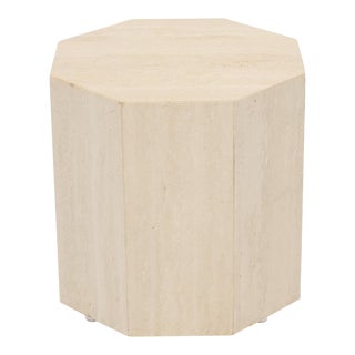 Mid 20th Century Octagon Shape Travertine Side Table For Sale