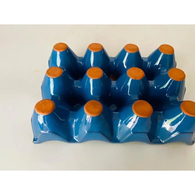 Blue Large Ceramic Egg Holder in Blue, Italy, 1970s For Sale - Image 8 of 10
