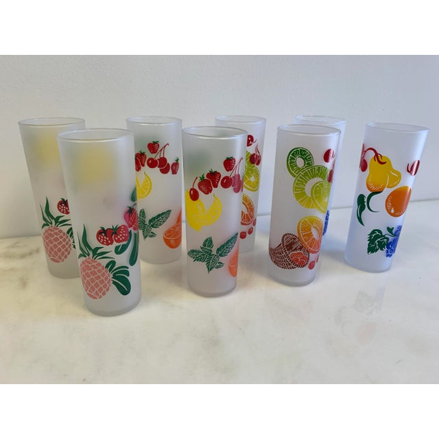 Vintage Mid-Century Federal Glass Colorful Fruit Tumblers - Set of 8 For Sale In Miami - Image 6 of 6