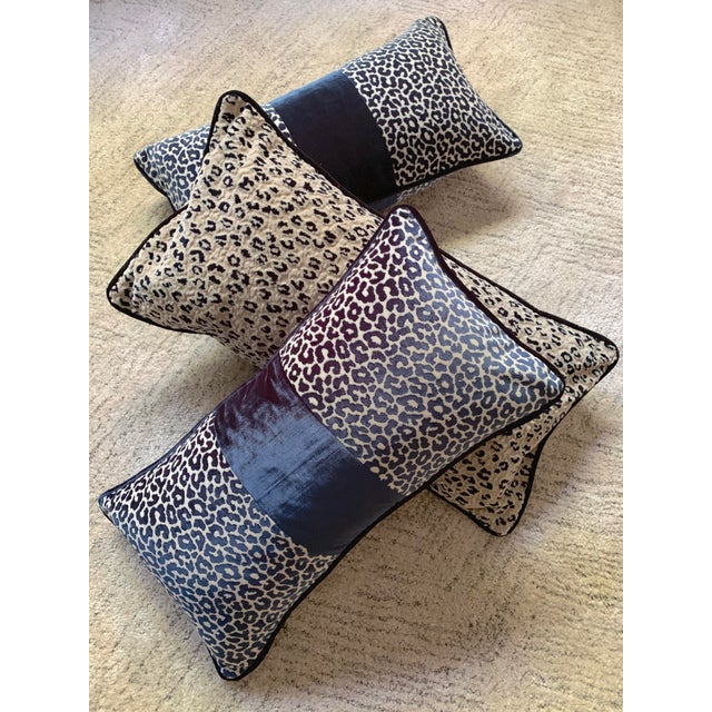 Handmade Raised Velvet Leopard Print Lumbar Pillow 27" x 14" Chairish