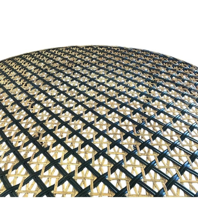 Wood 1970s Vintage Round Wicker Dining Table For Sale - Image 7 of 8