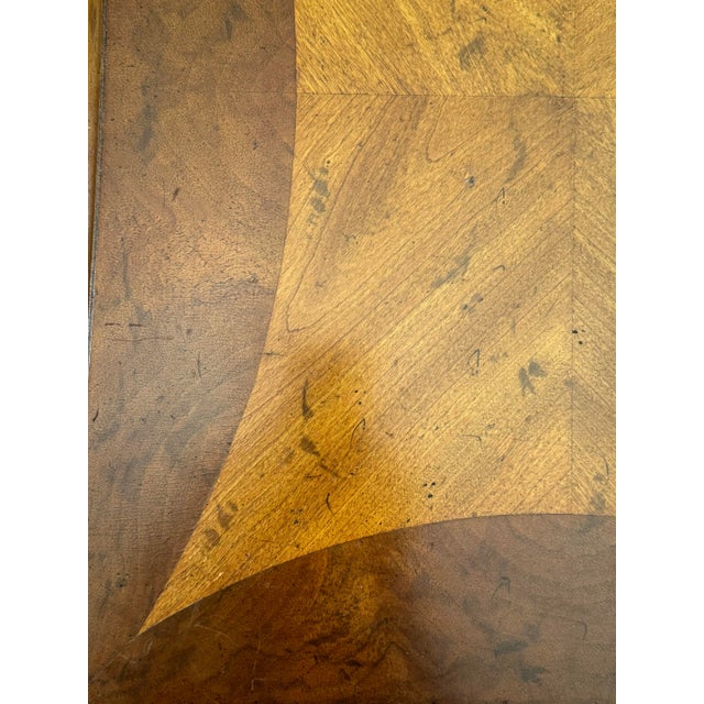 Heritage Hollywood Regency Wood Inlay Low Side Table in Taupe, Gold & Brown For Sale - Image 9 of 12