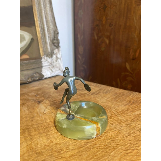 1970s Vintage Art Deco Dancing Disc Bowl Lady Sculpture For Sale - Image 4 of 7