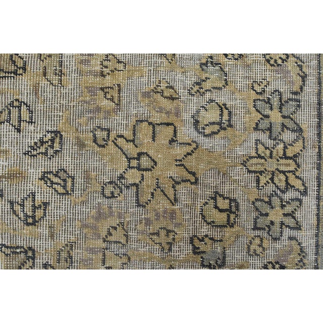 Ivory Tabriz Rug 10’1” X 12’9” Ivory Wool Vintage Distressed Hand-Knotted Carpet For Sale - Image 8 of 15