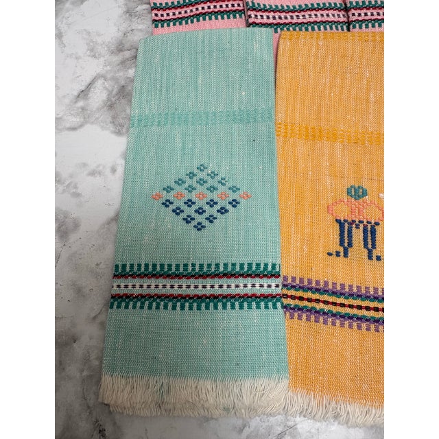 Vintage Cotton Linen Hand Loomed Napkins - Set of Eight For Sale - Image 9 of 12