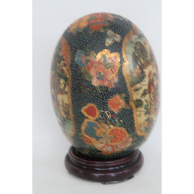 Satsuma Style Hand Painted Porcelain Egg 2pc Including Wood Display Stand 5062b For Sale - Image 13 of 13