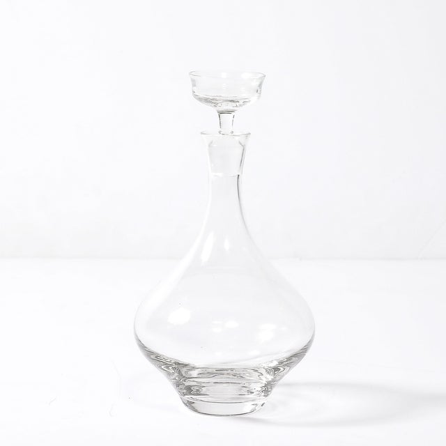 Mid-Century Modernist Sculptural Crystal Decanter With Basin Form Stopper For Sale - Image 15 of 16