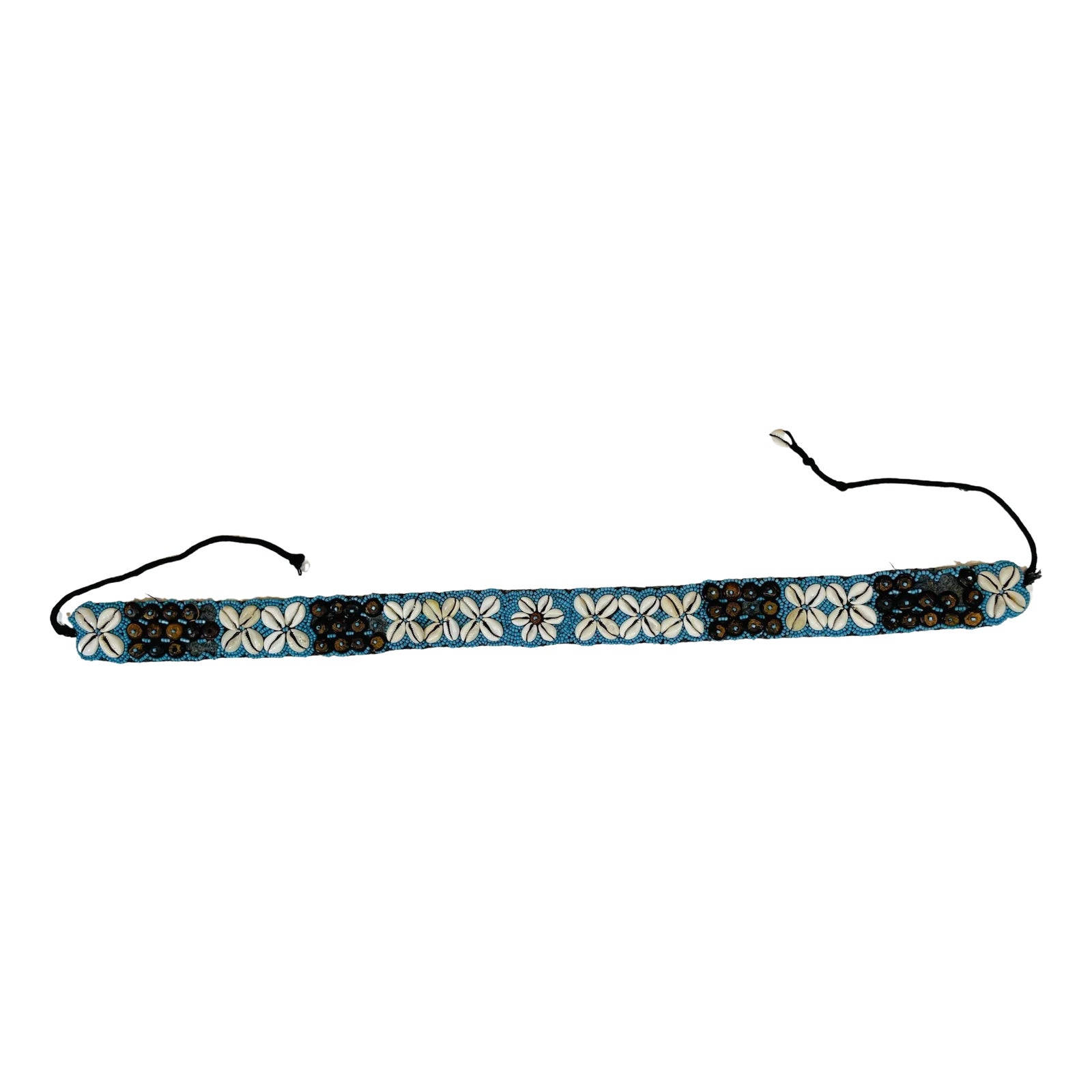 Vintage African Tribal Beaded Cowrie Shell‎ Belt Strap Boho Festival Waist Tie Vintage Cowrie Shell Beaded Belt Boho Tribal Statement Wide  main image 3