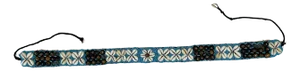 Vintage African Beaded Tie Waist Belt in Turquoise Seed Beads Cowries Sea Shel