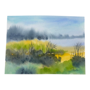 “Golden Marsh at Dusk” Signed Original Atmospheric Landscape by Nancy Smith