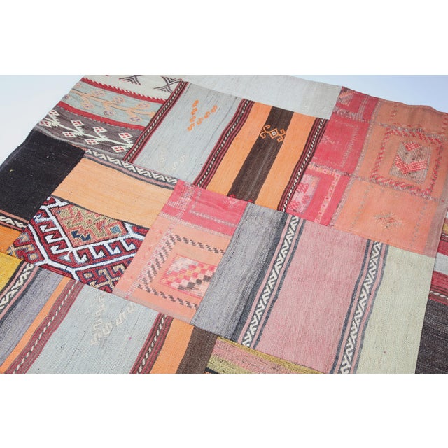 Mid 20th Century Multicolor Tribal Kilim Patchwork – A Statement Piece for Bohemian Interiors For Sale - Image 10 of 10