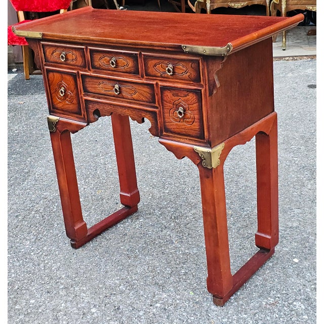 Brown South East Asian Elmwood Six-Drawer Altar / Console Table For Sale - Image 8 of 11